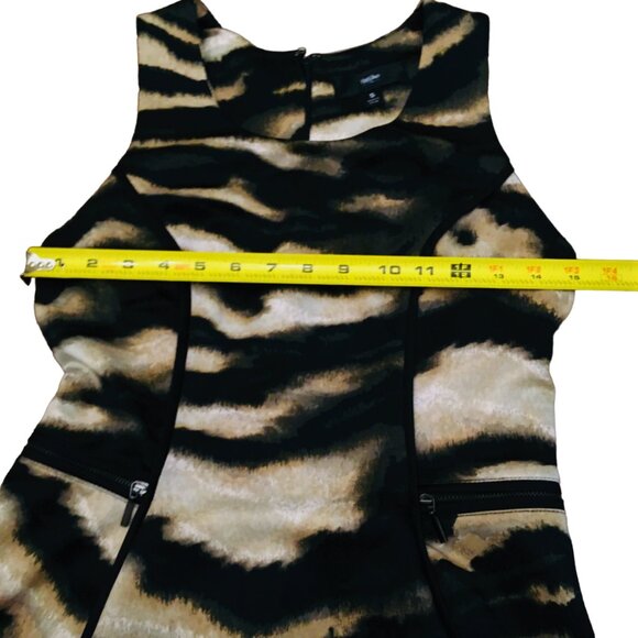 Dress Abstract Animal Wrap Side Zippers Piping Brown Black Women's Small Mossimo - Picture 9 of 16